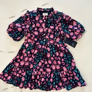 Crown & Ivy Kids Girl’s Dress – Size 6 – Navy Animal Print – NWT